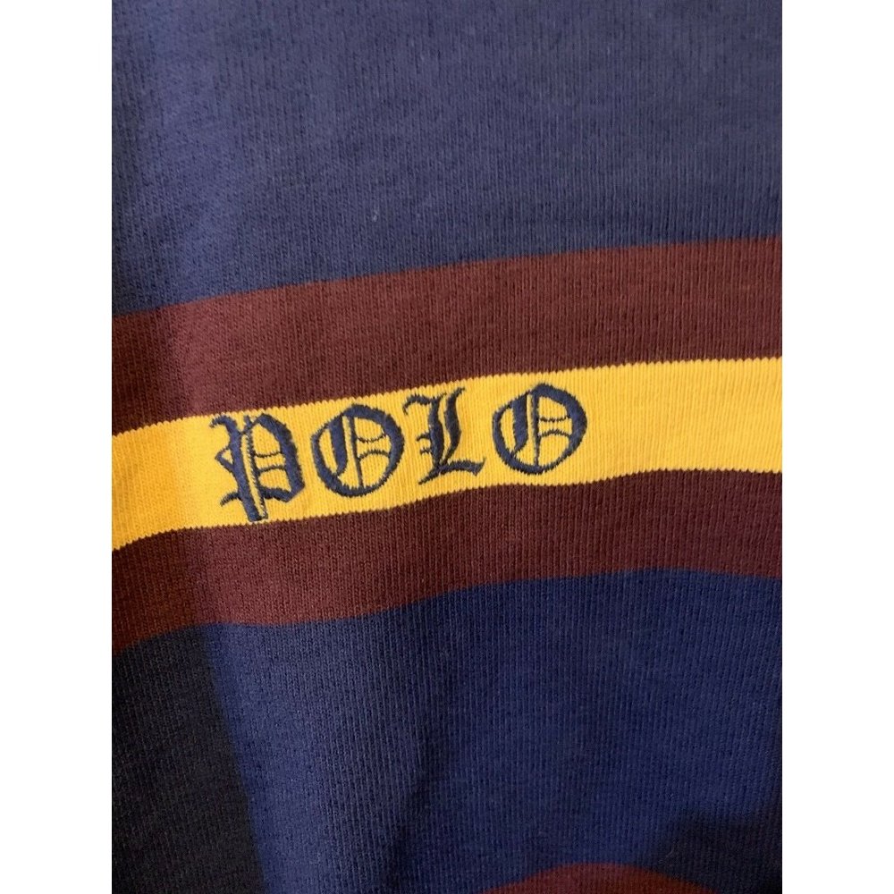 Vtg Polo Ralph Lauren Men’s Sz XL‎ Striped Polo Rugby Shirt Heavy No 8 Colorful - Picture 6 of 10